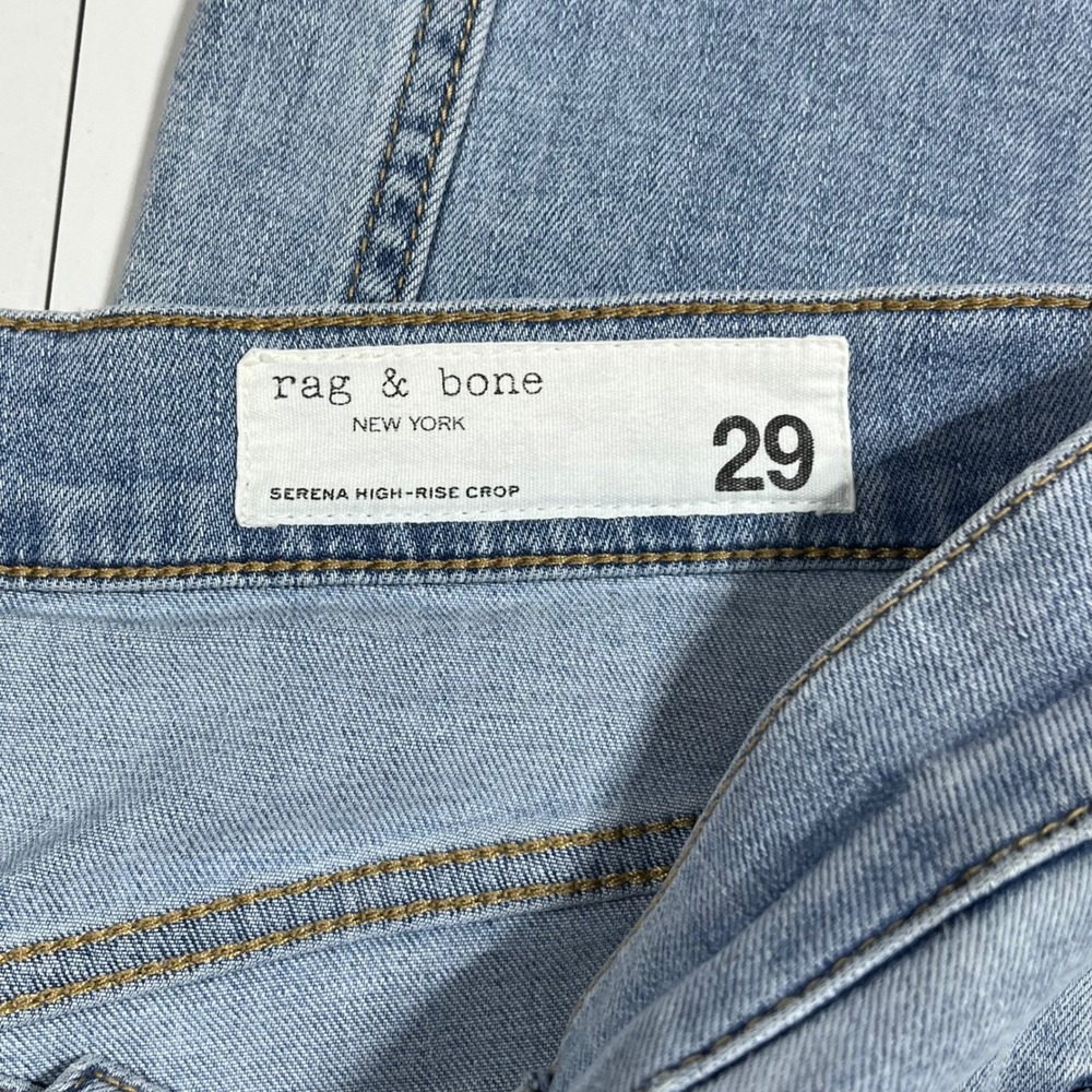 Rag & Bone Serena High-Rise Crop Wide Leg Jeans Light Wash Blue Denim Womens 29 - Picture 5 of 13